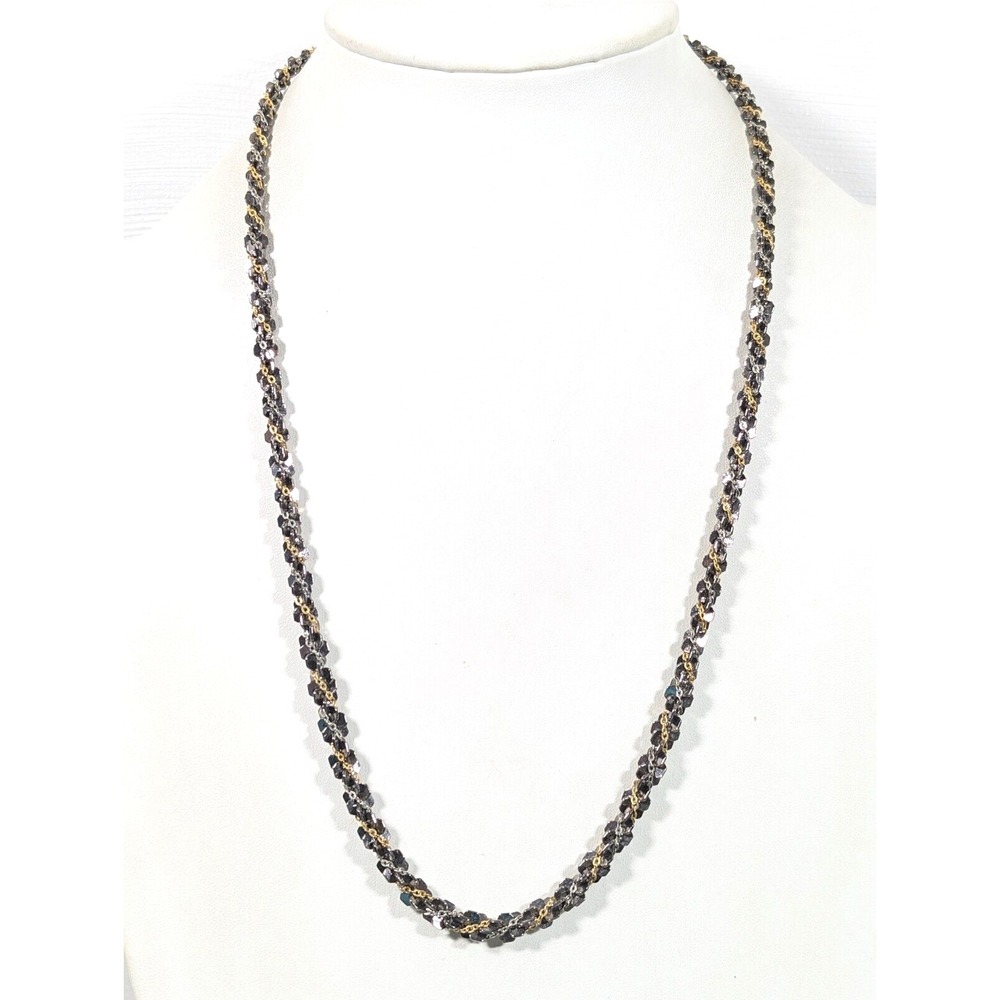 Gray Gold Tone Mixed Chain Twist Necklace 24 in Western Goth Industrial